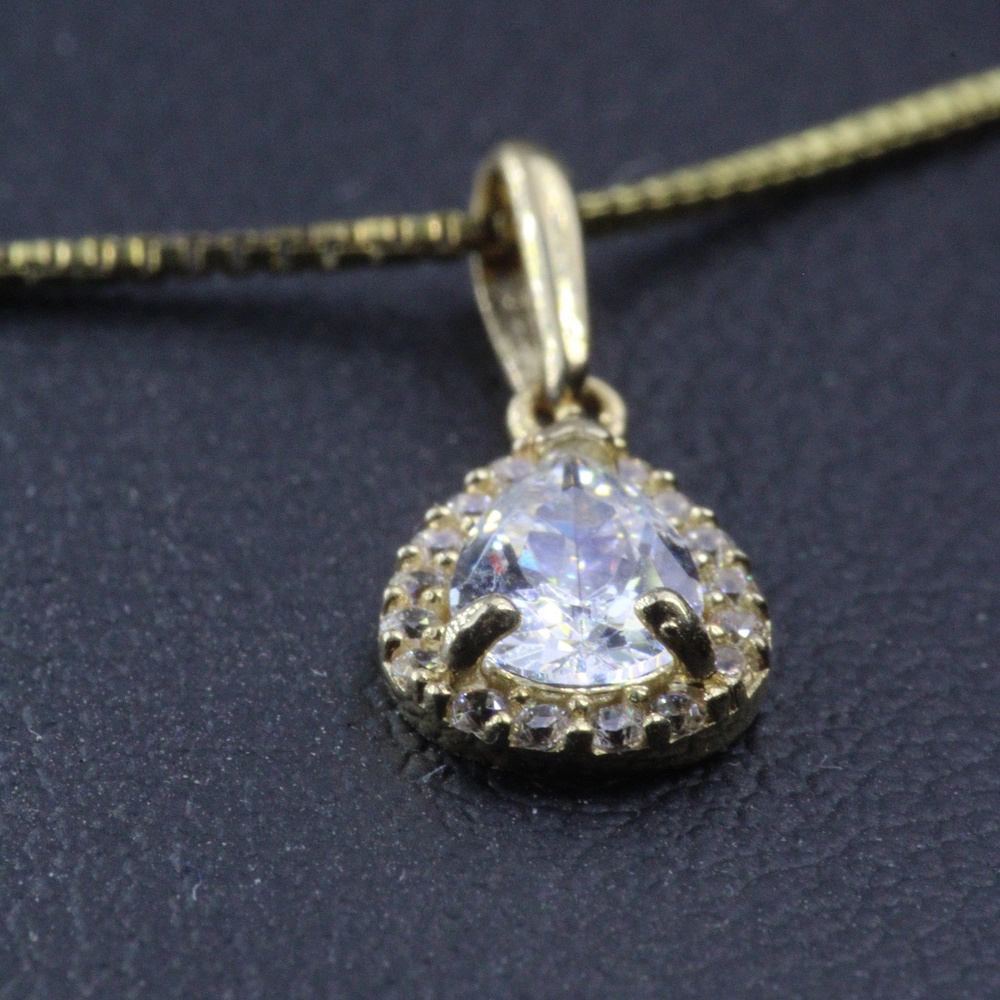Crystal Water Drop on Solid 14kt Gold Base Setting PENDANT Only